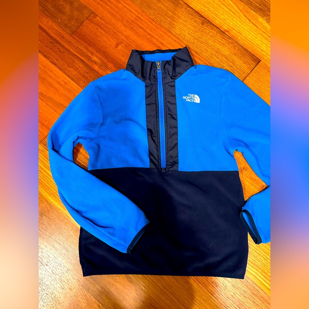 Boys North Face Blue Fleece Jacket size YL 14-16